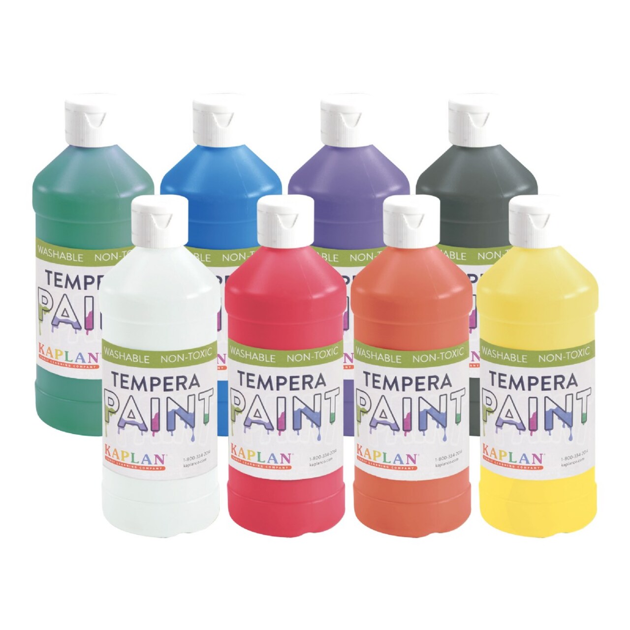 Kaplan Early Learning Company Kaplan Washable Tempera Paint - 16 oz - Set of 8